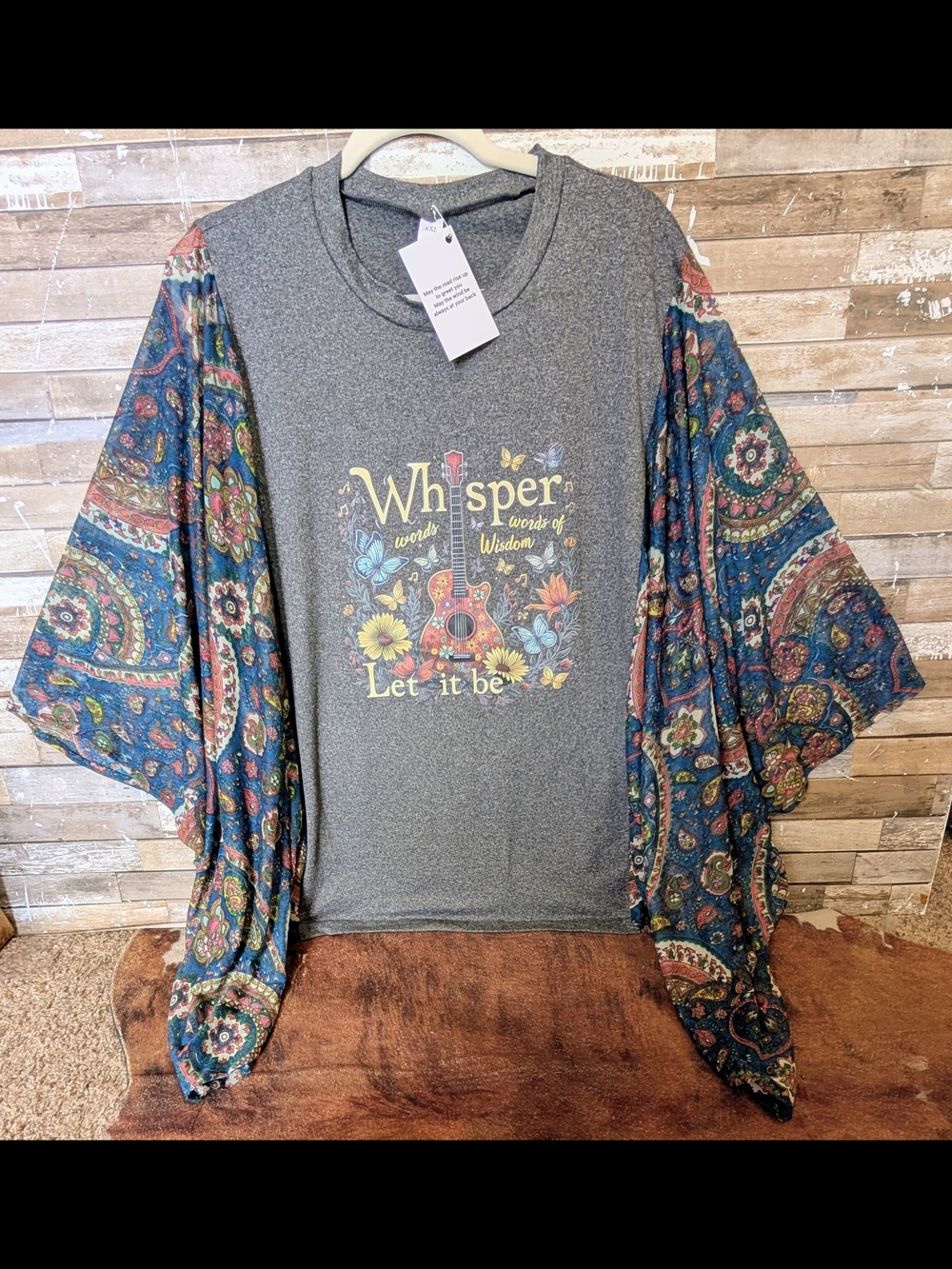 Beatles Let It Be Graphic W Bat Winged Sleeves Poncho Style Top